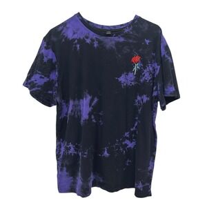 Grunge Rose Tie Dye Graphic Tee XL Black Purple Soft Goth Y2K Alt
